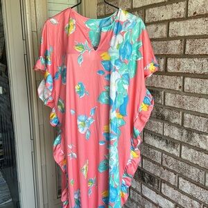 NOS Vintage Free Size Miss Susan Ruffled Floral  Dress Moo Moo NWT